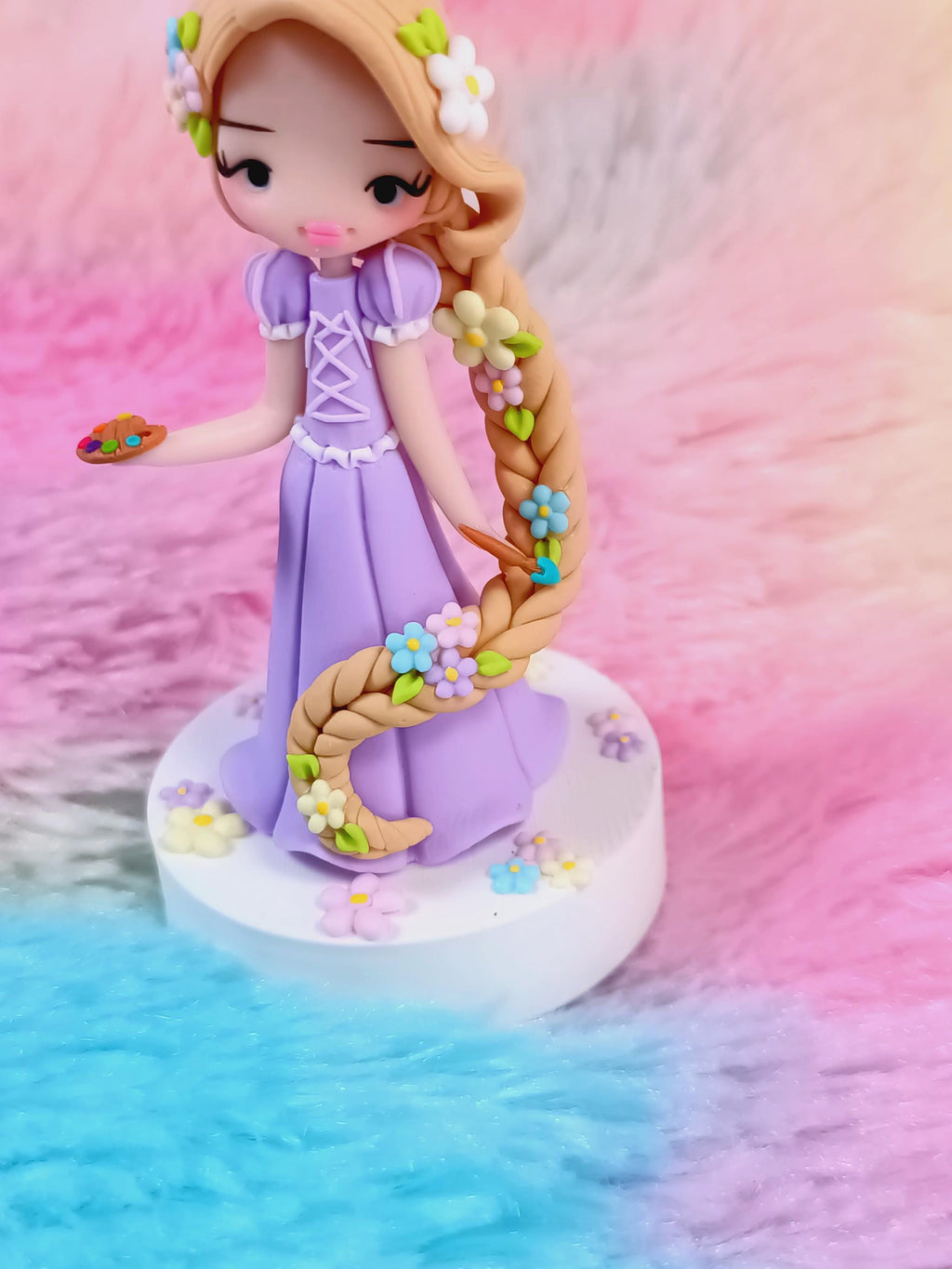 Figura Rapunzel em fimo, argila de polímero