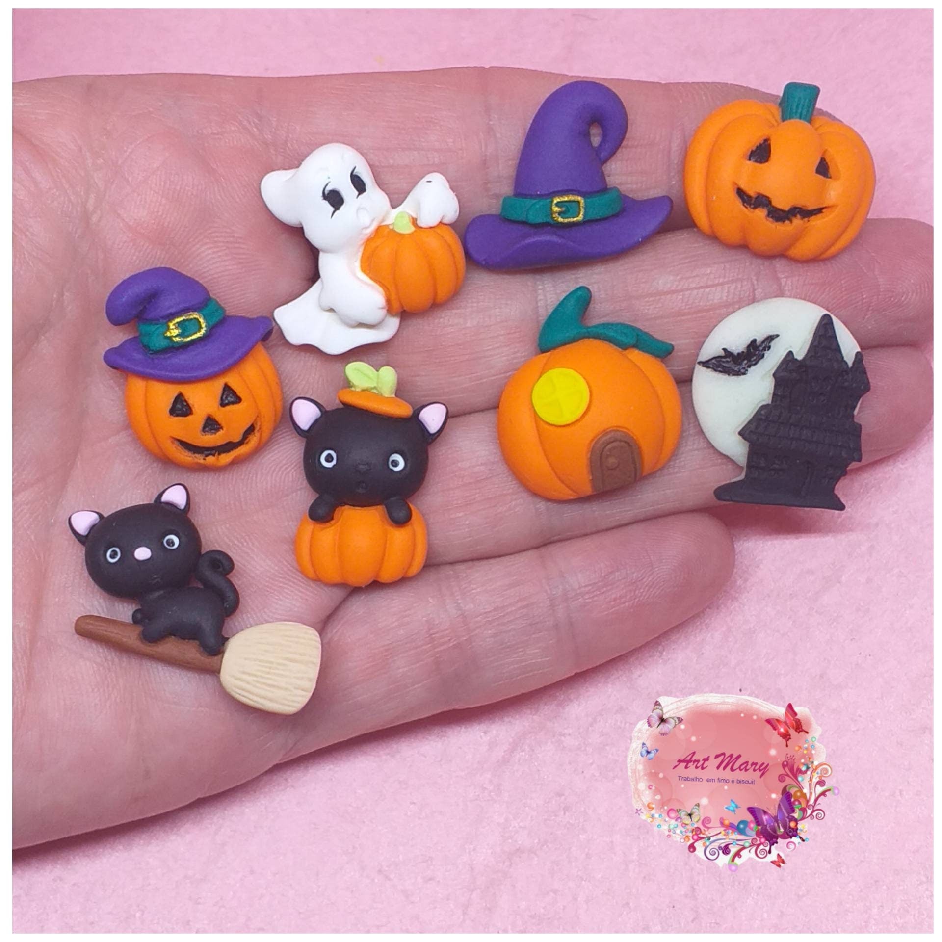embale encantos de halloween em fimo.