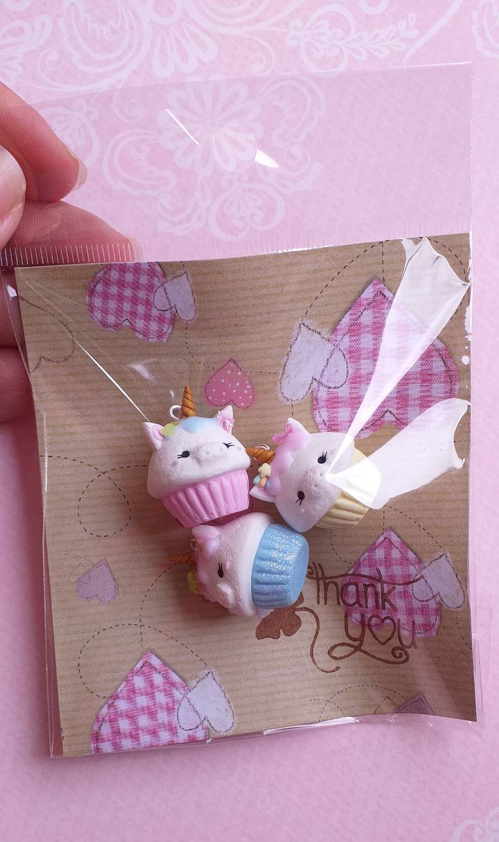 pacote de cupcakes de unicórnio em fimo, argila polimérica