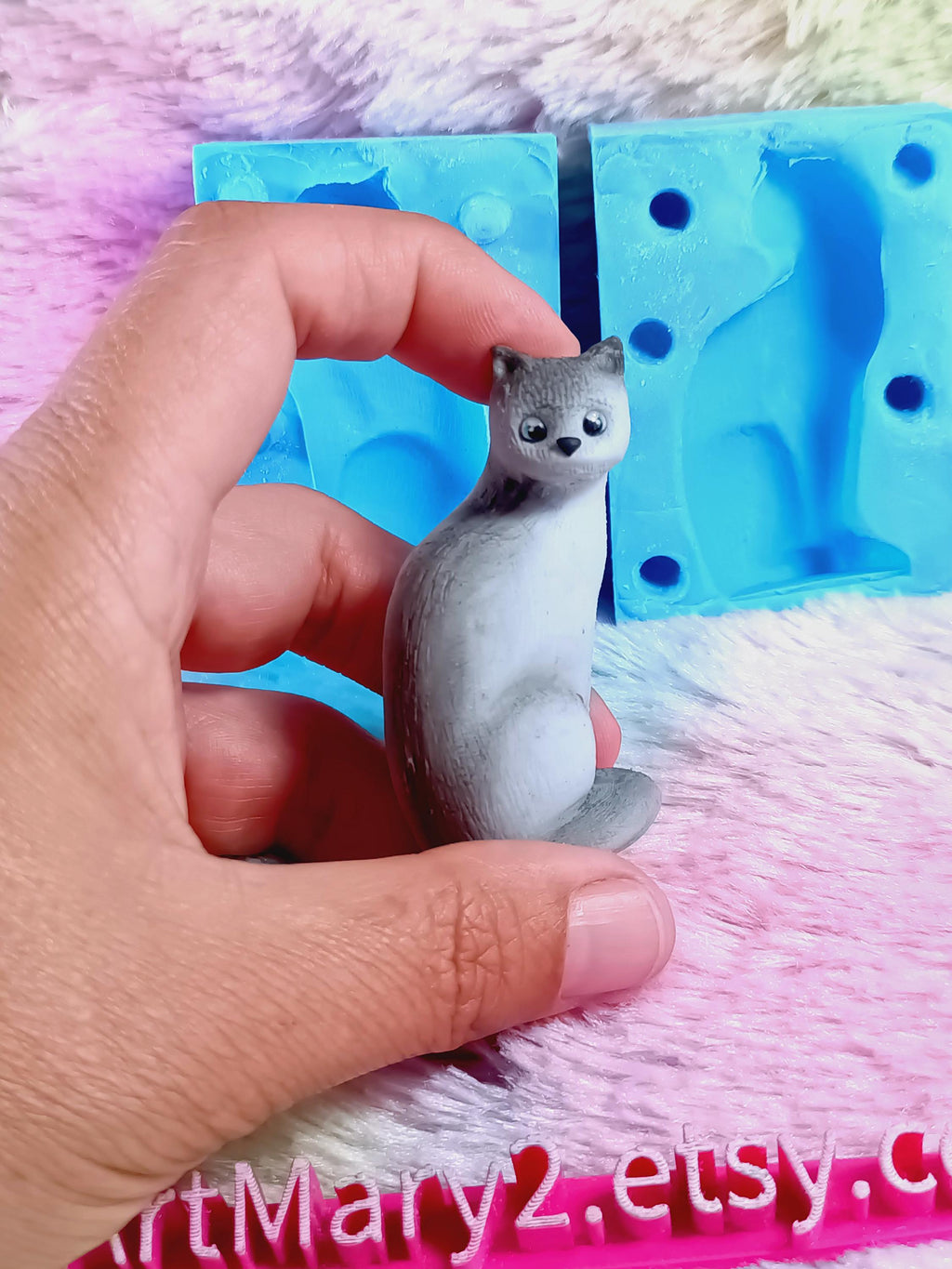 Molde de Silicone Gato Sentado 3D – 6 cm | Molde Realista para Resina, Biscoito, Sabonete, Vela ou Argila