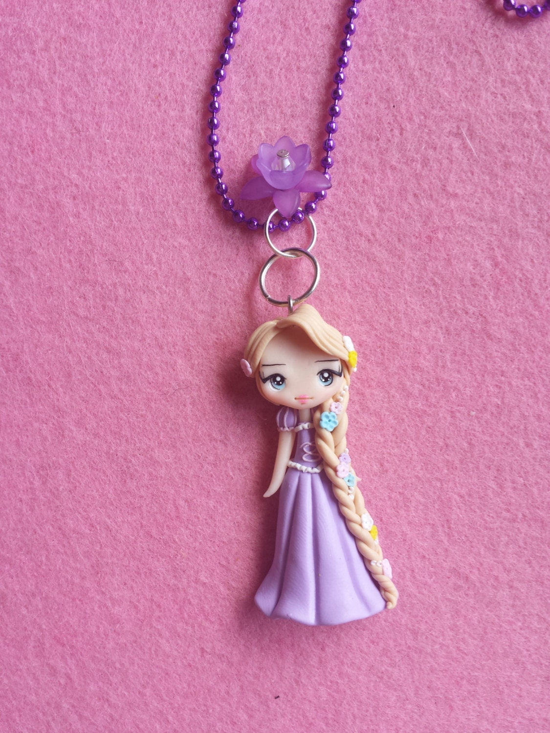 Colar Rapunzel fimo, argila de polímero
