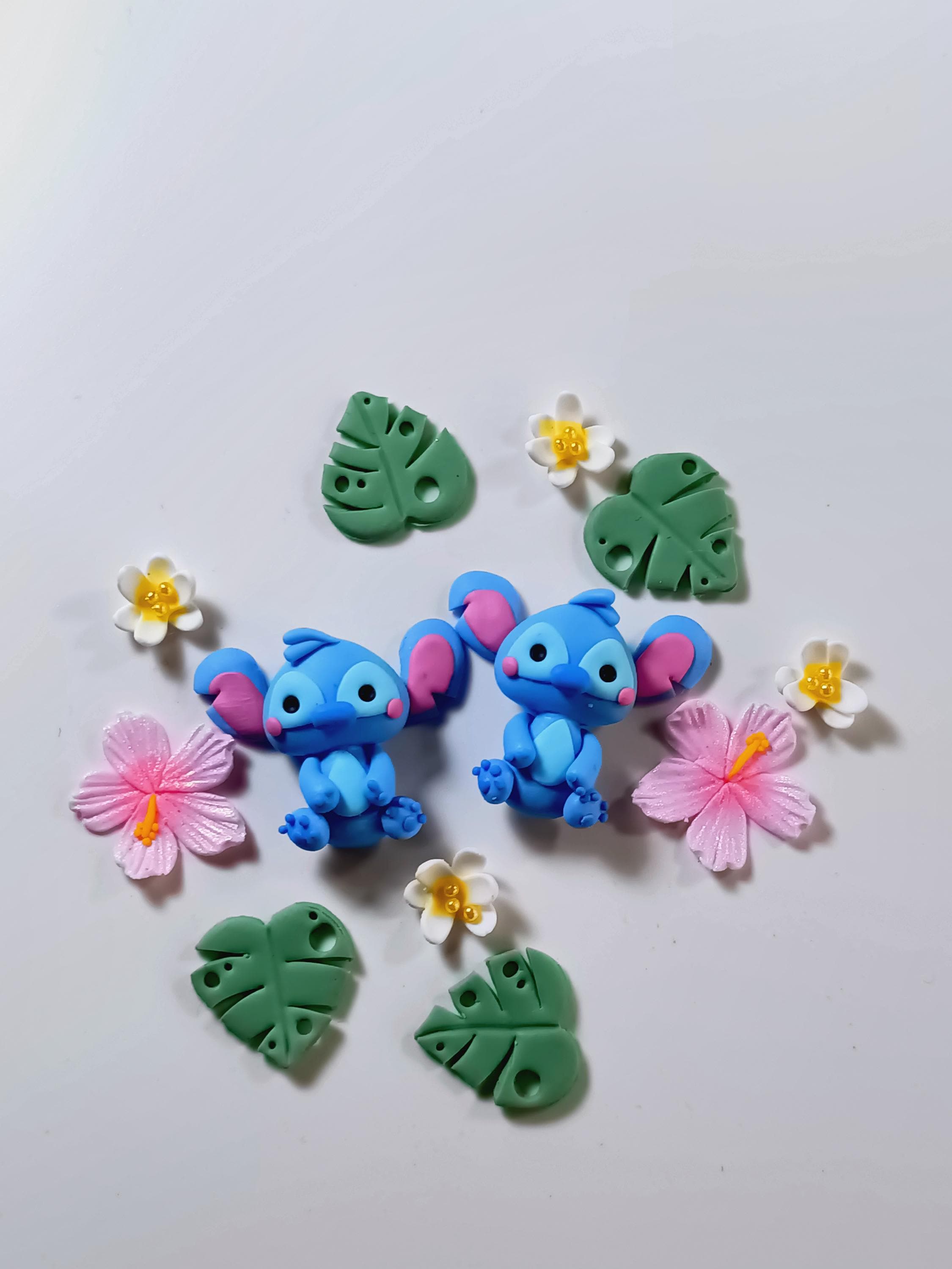 Brincos de Argola em Fimo do Stitch, argila polimérica
