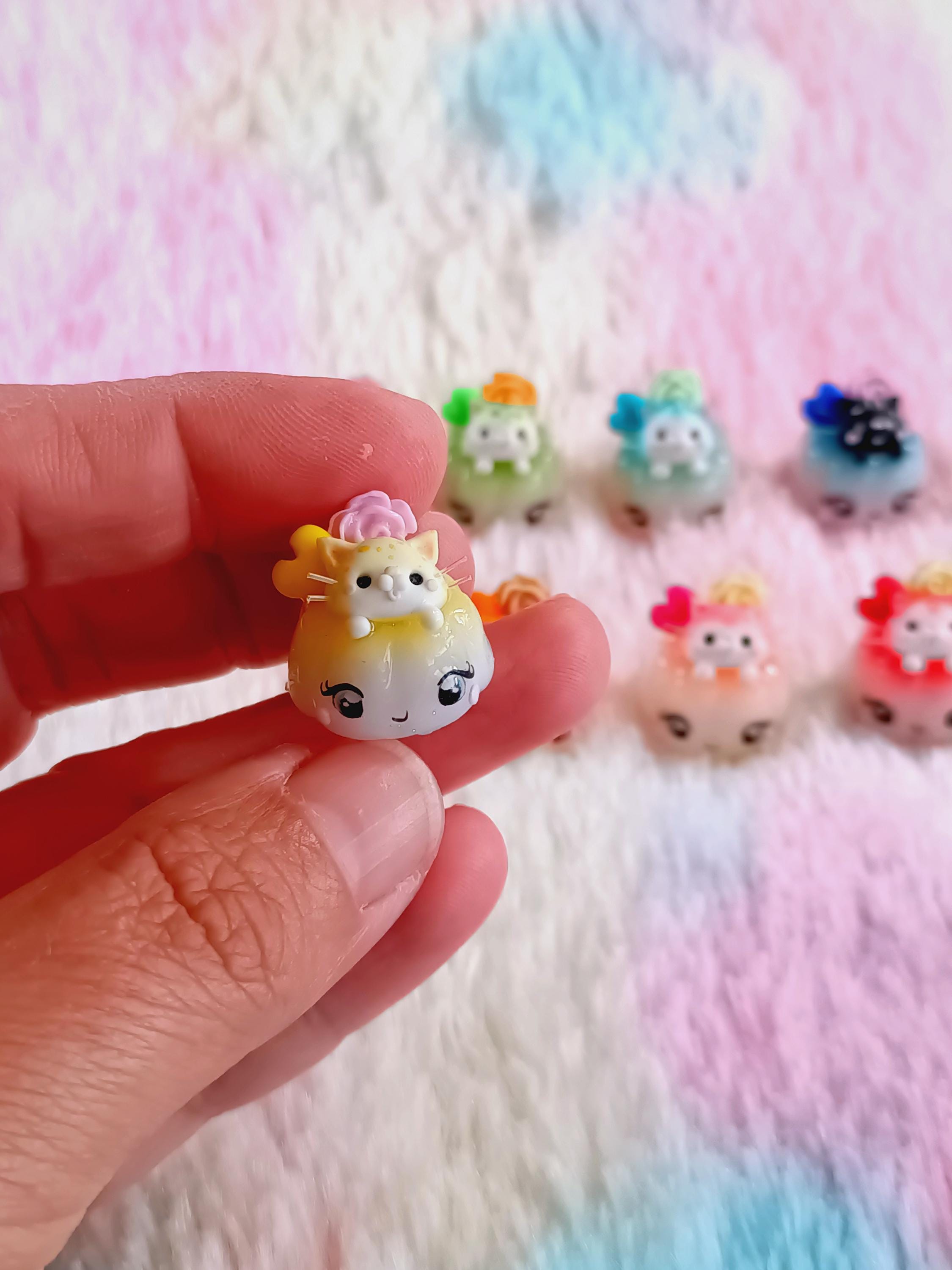 Miniaturas Kawaii de Gatinhos com Flores, Decoração Fofa, Artesanato DIY