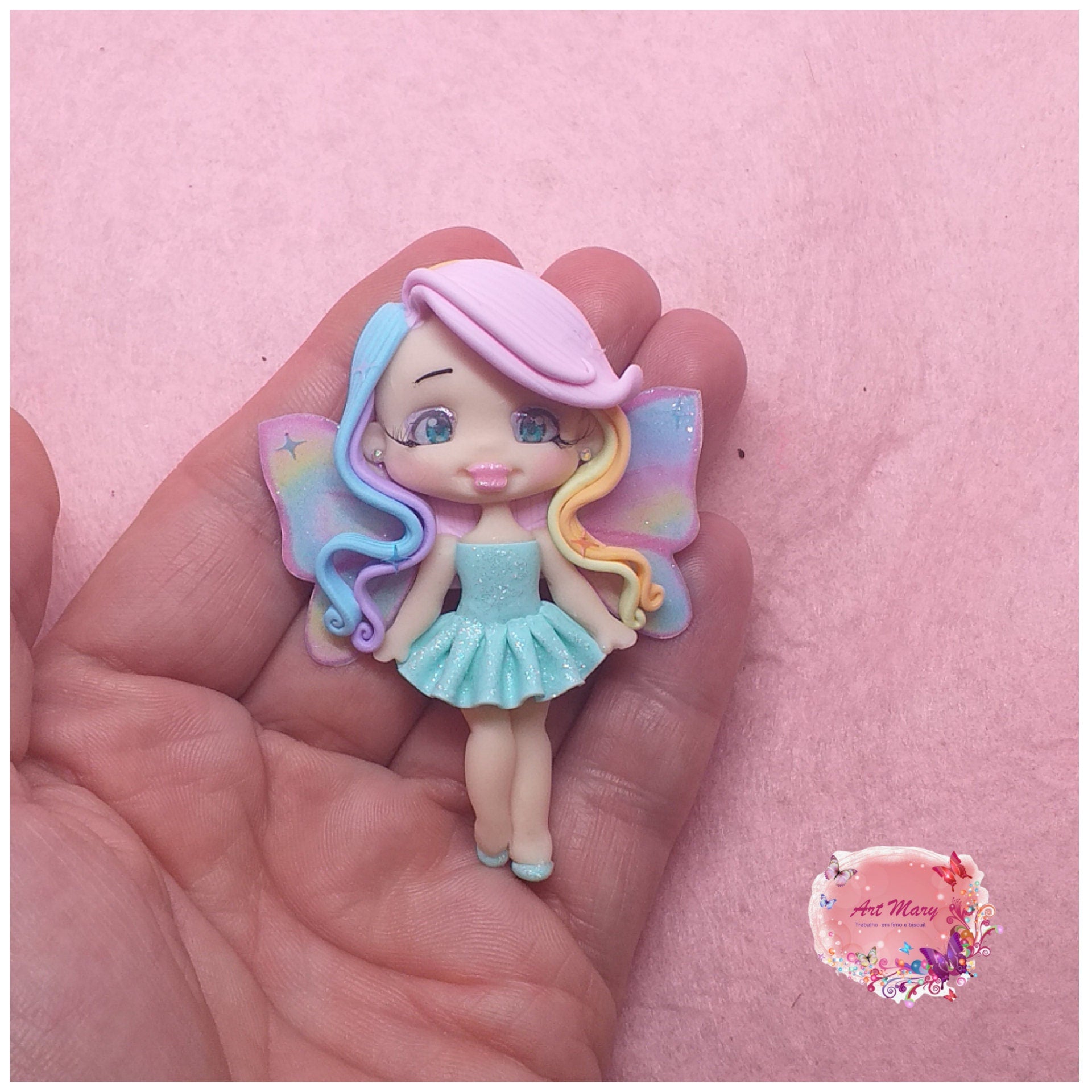 Amuleto de fada em cerâmica plástica, fimo