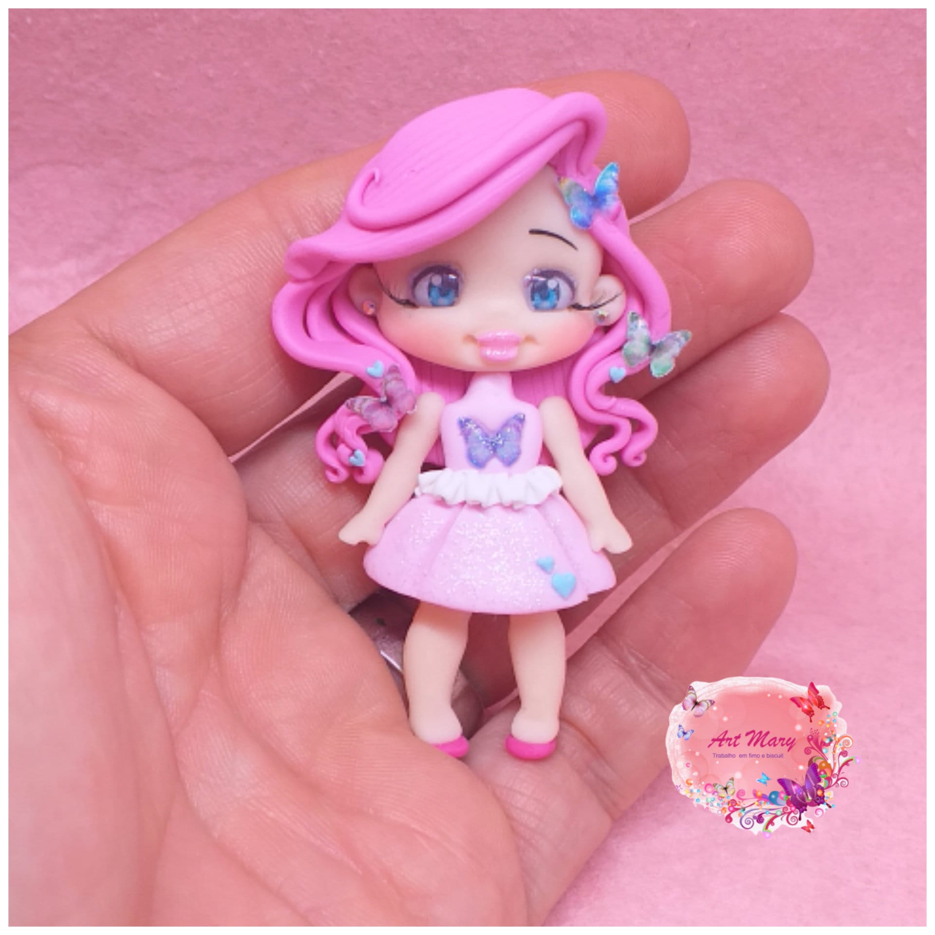 charme de menina borboleta de cerâmica plástica, fimo
