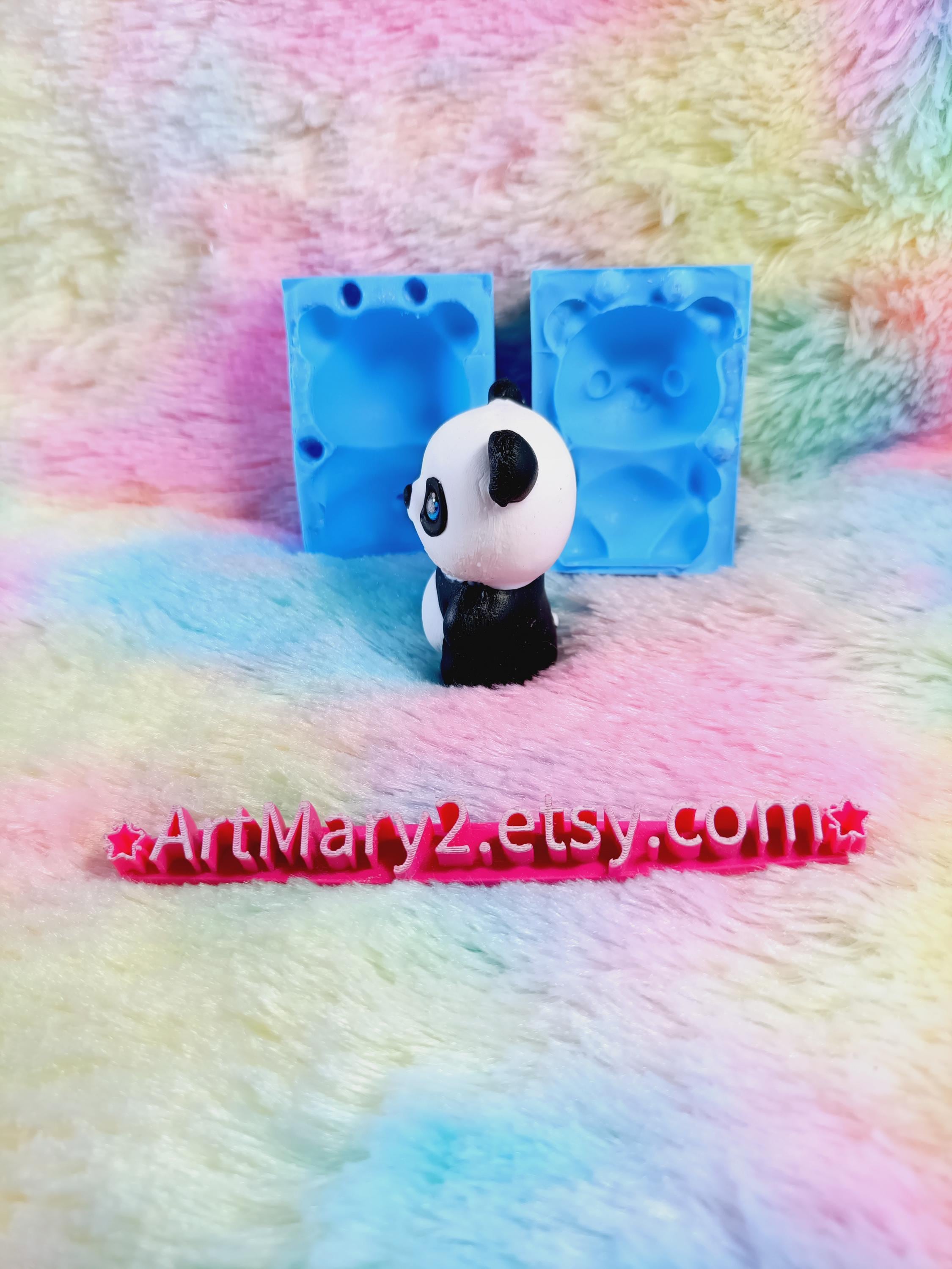 Molde de Silicone Panda 3D – 6 cm | Molde Kawaii para Biscoito, Sabonete, Vela ou Argila