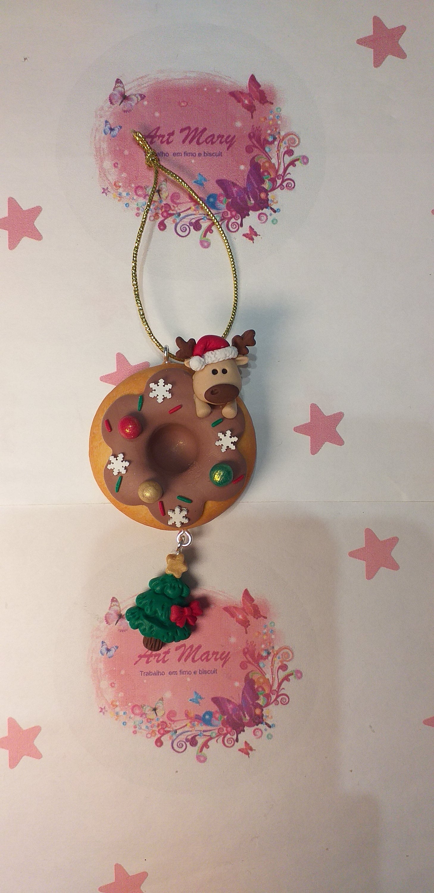 Decoração de Natal, donuts em fimo, argila polimérica