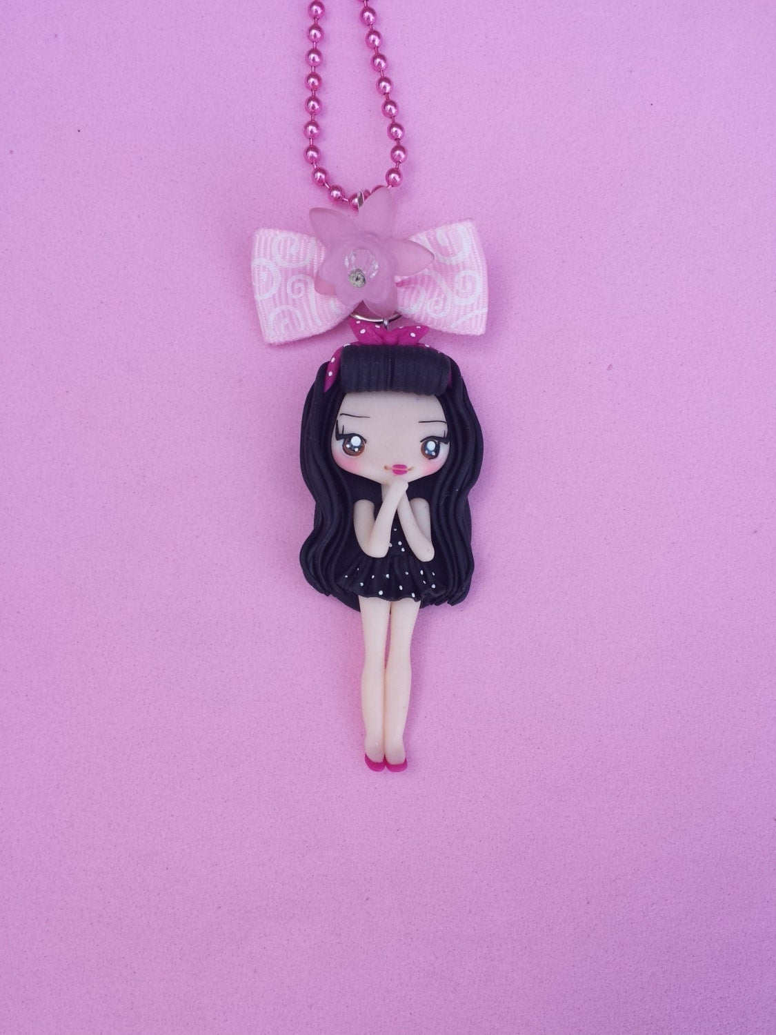 Colar pin up em fimo, argila polimérica