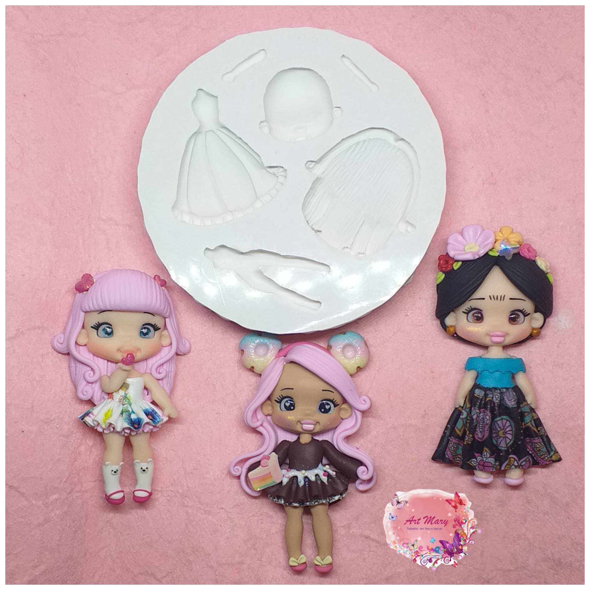 molde de princesa fofa para fimo, argila de polímero