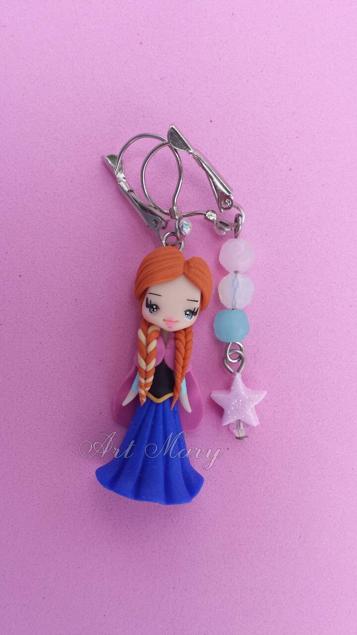Brincos Anna congelados em fimo, argila polimérica
