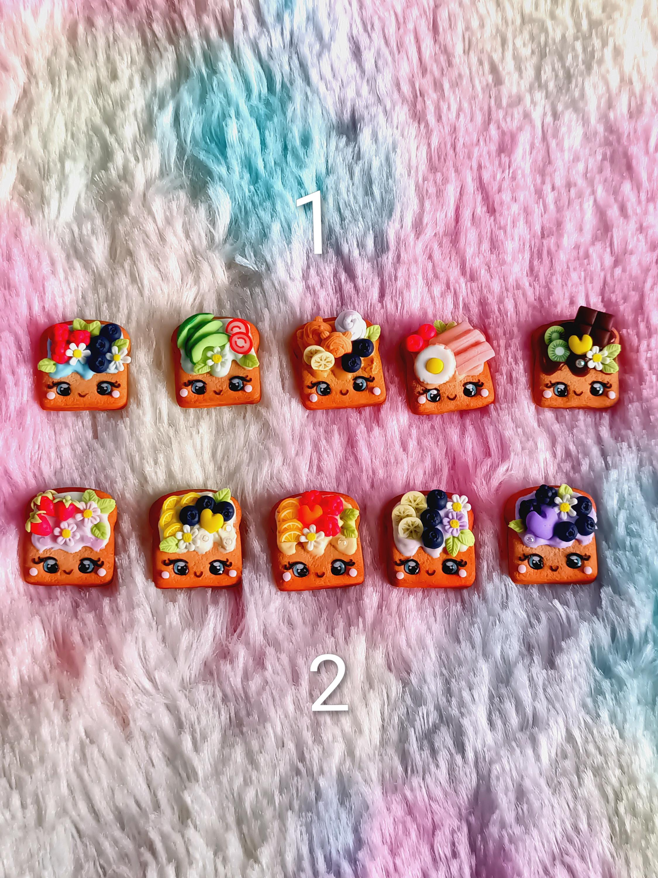 Miniaturas Kawaii de Tostas Decoradas, Artesanato DIY, Decoração Colorida