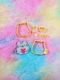 Conjunto de Cortadores Gato com Coração - Ideal para o Dia de São Valentim