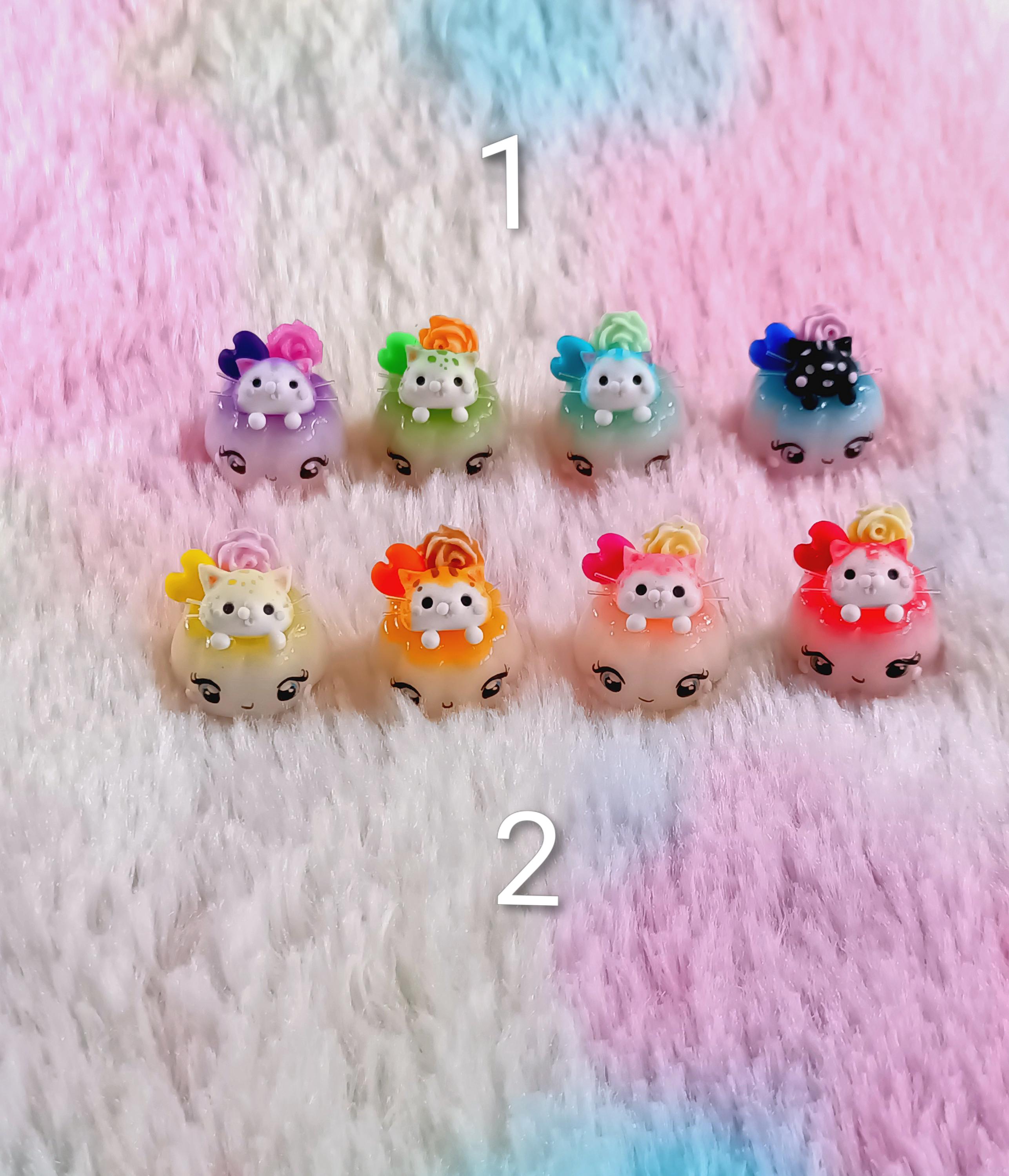 Miniaturas Kawaii de Gatinhos com Flores, Decoração Fofa, Artesanato DIY
