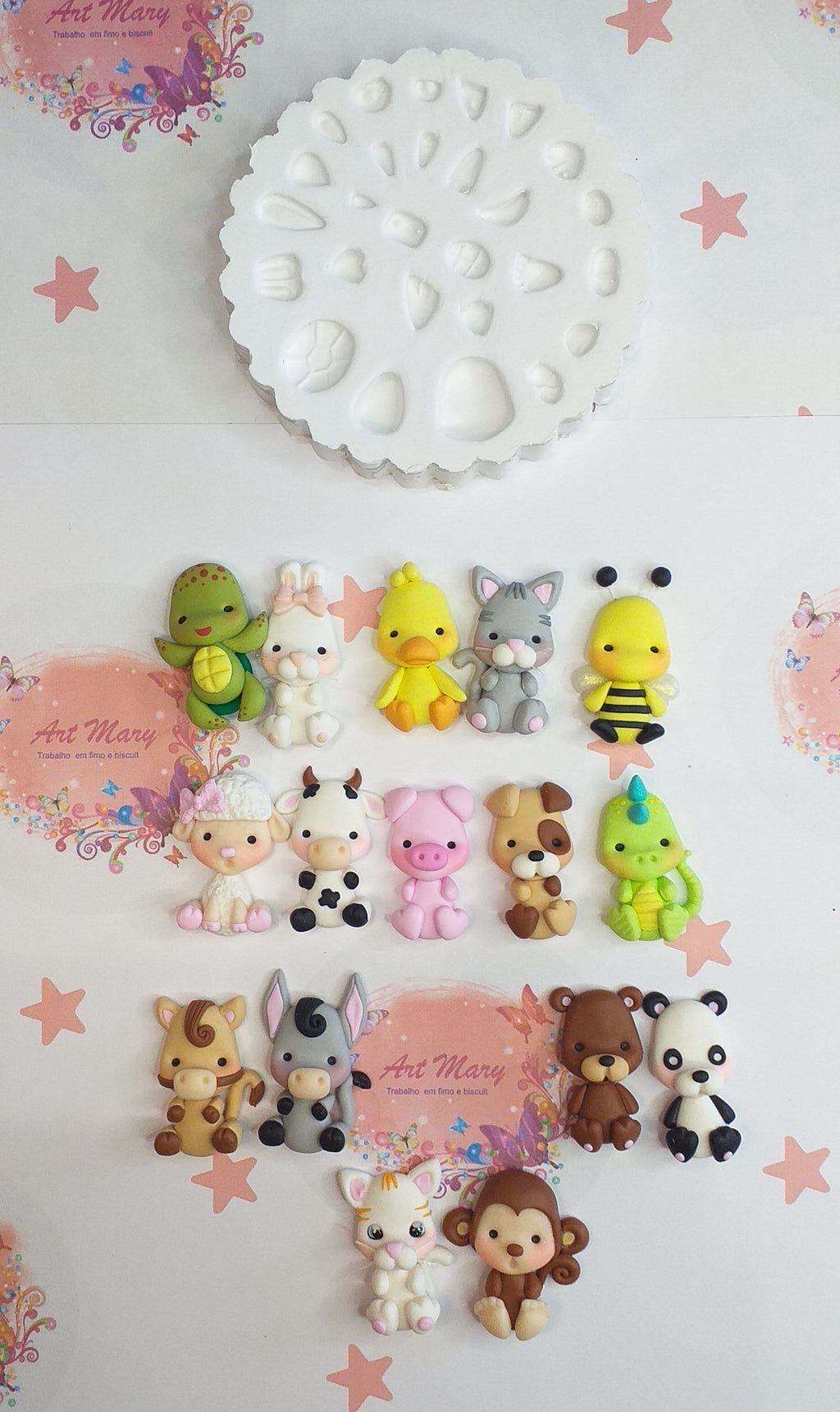 molde de silicone animais 3 para fimo, argila de polímero