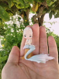 Estatueta de sereia elsa em fimo, argila polimérica