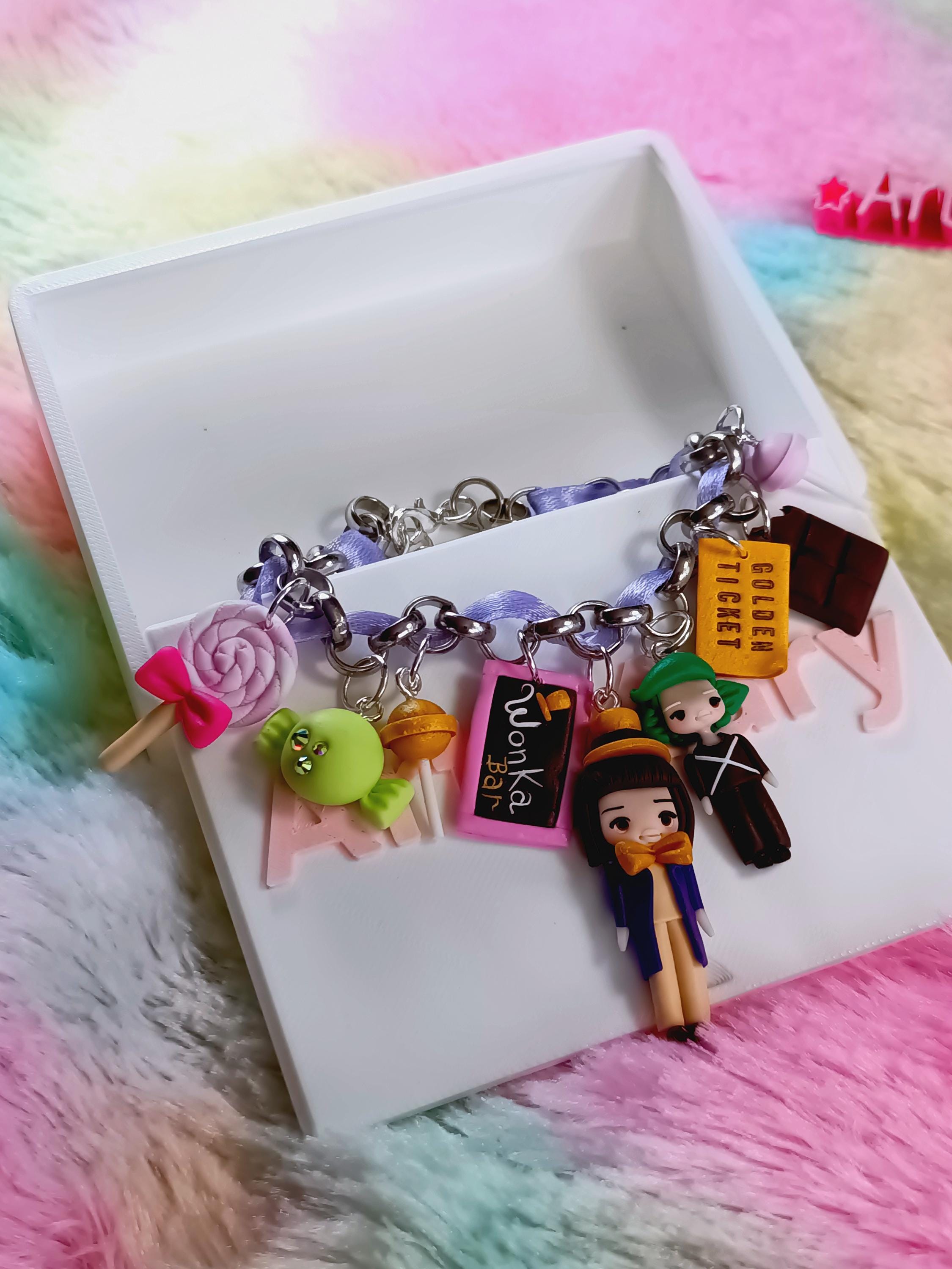 Pulseira de Will Wonka em argila polimérica, fimo