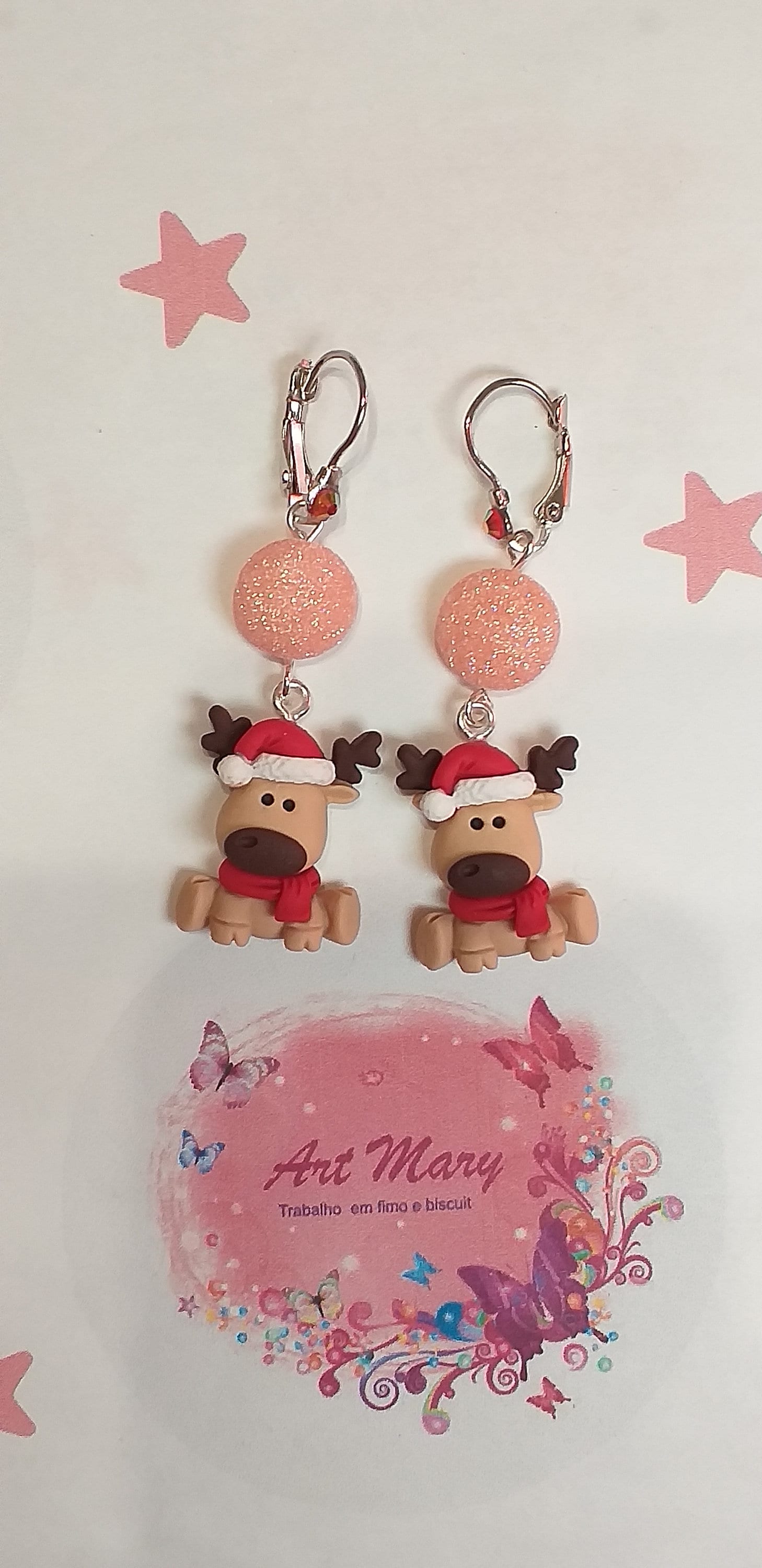 Brincos Noel fimo, argila polimérica