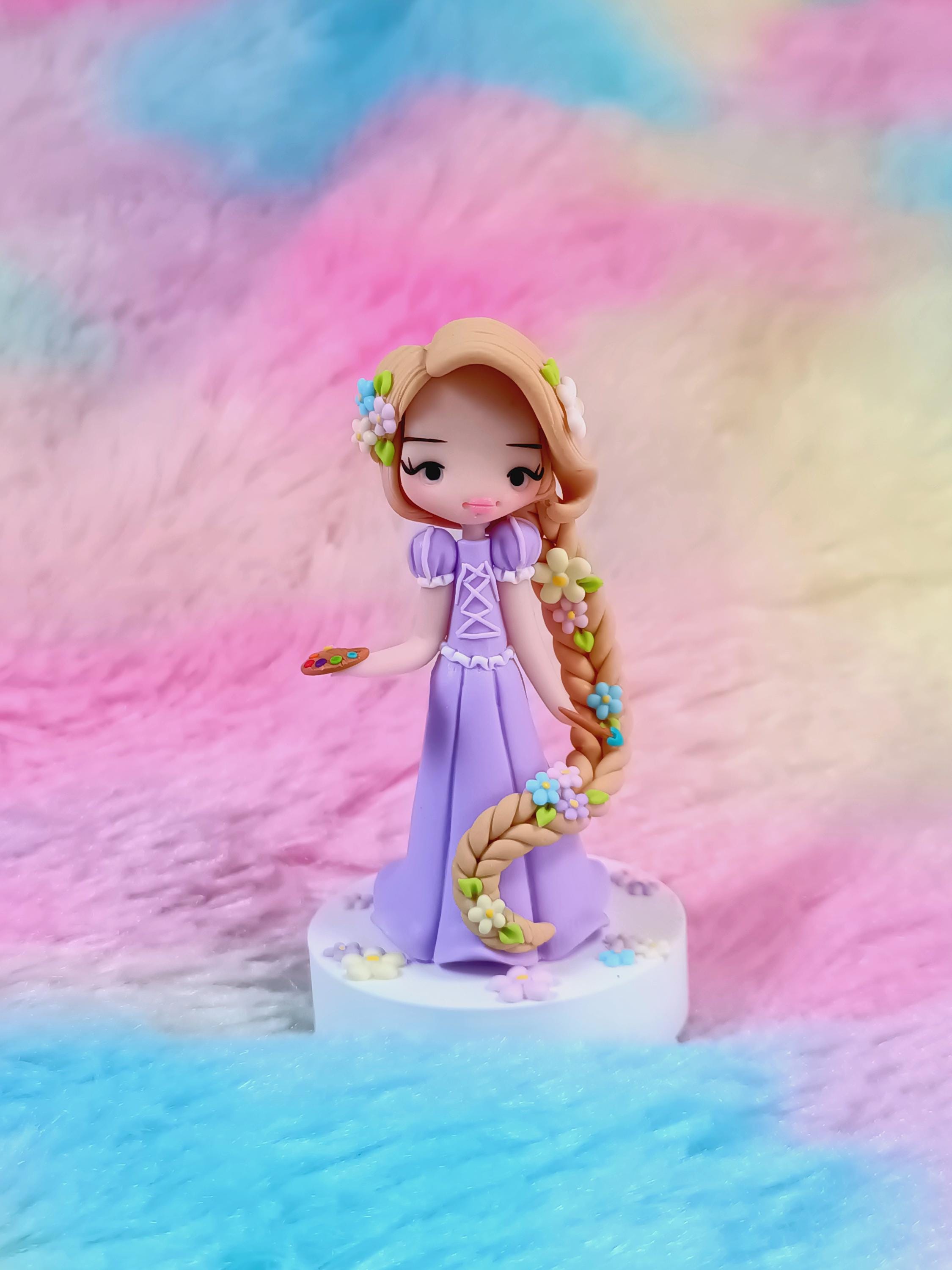 Figura Rapunzel em fimo, argila de polímero