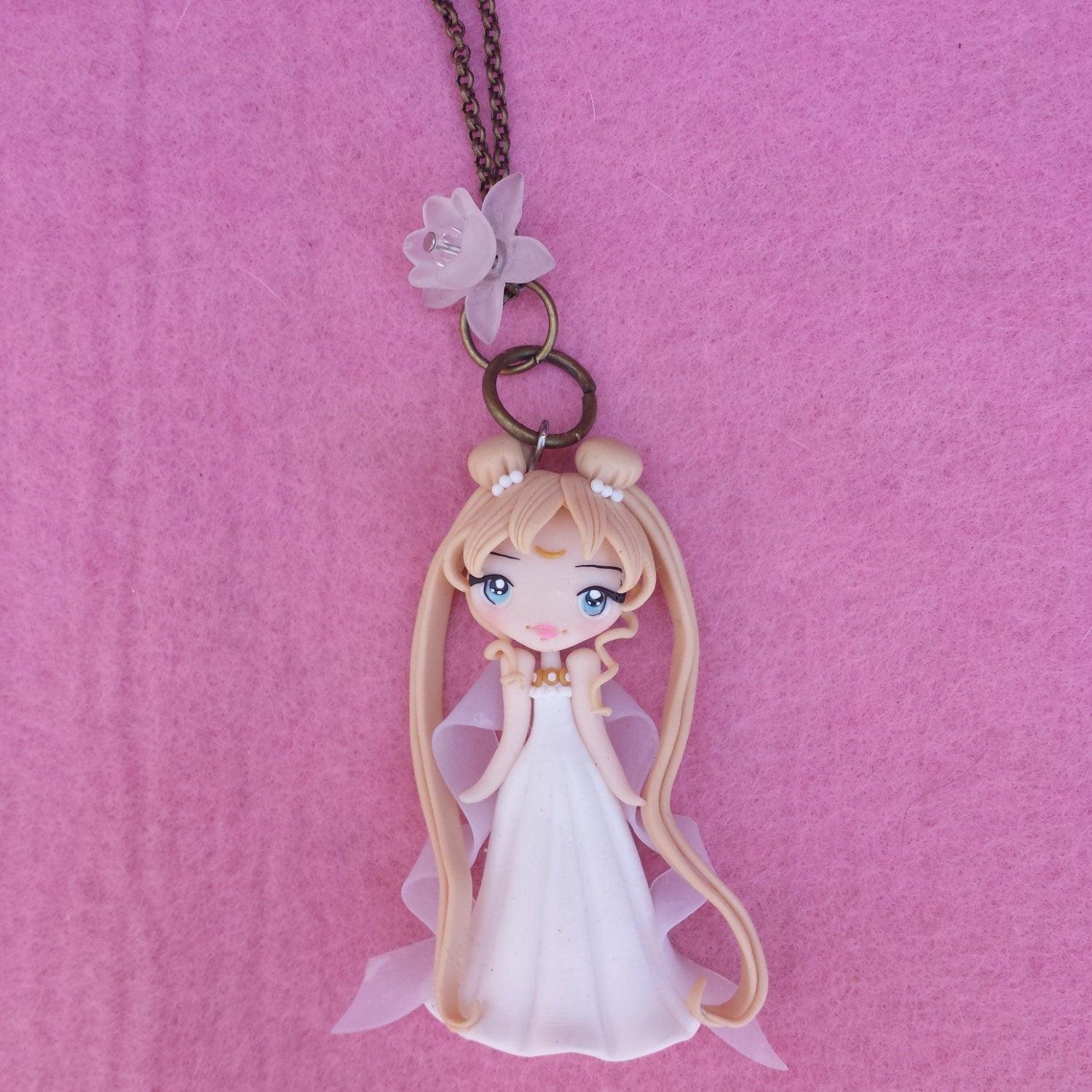 Colar Sailor Moon em cerâmica plástica, fimo