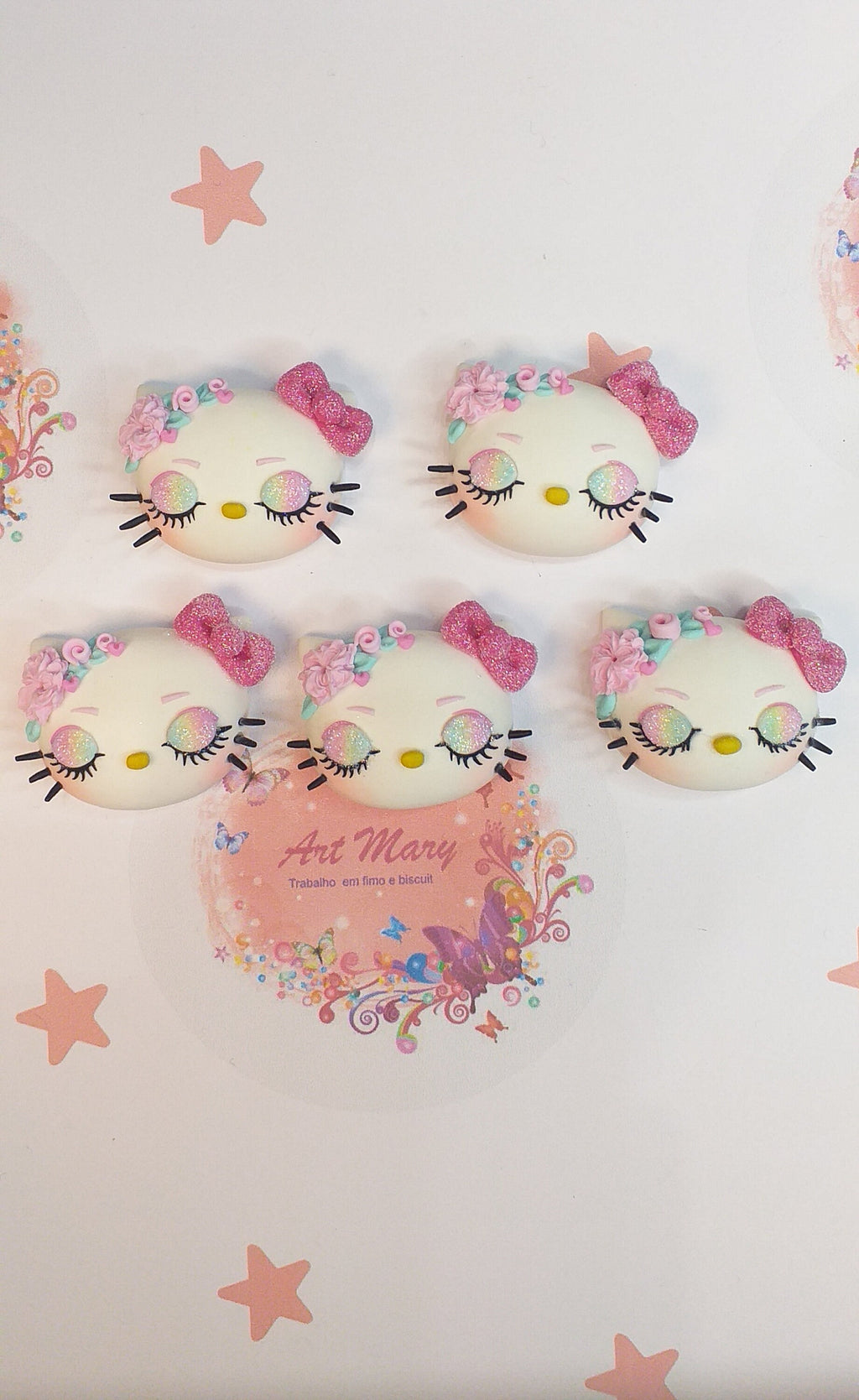 Pacote Hello Kitty em argila polimérica, fimo