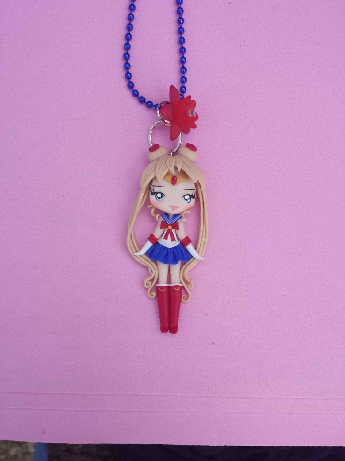 Colar Sailor Moon em fimo, cerâmica plástica