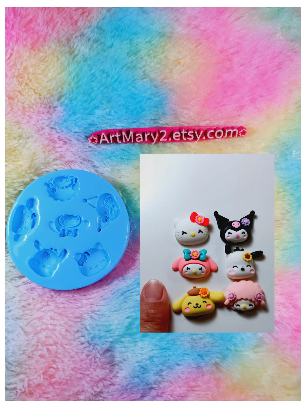 molde cabeças hello Kitty para fino, argila de polímero