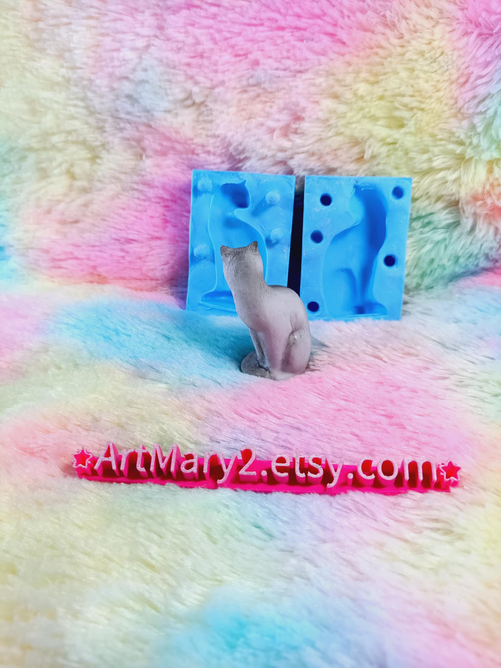 Molde de Silicone Gato Sentado 3D – 6 cm | Molde Realista para Resina, Biscoito, Sabonete, Vela ou Argila