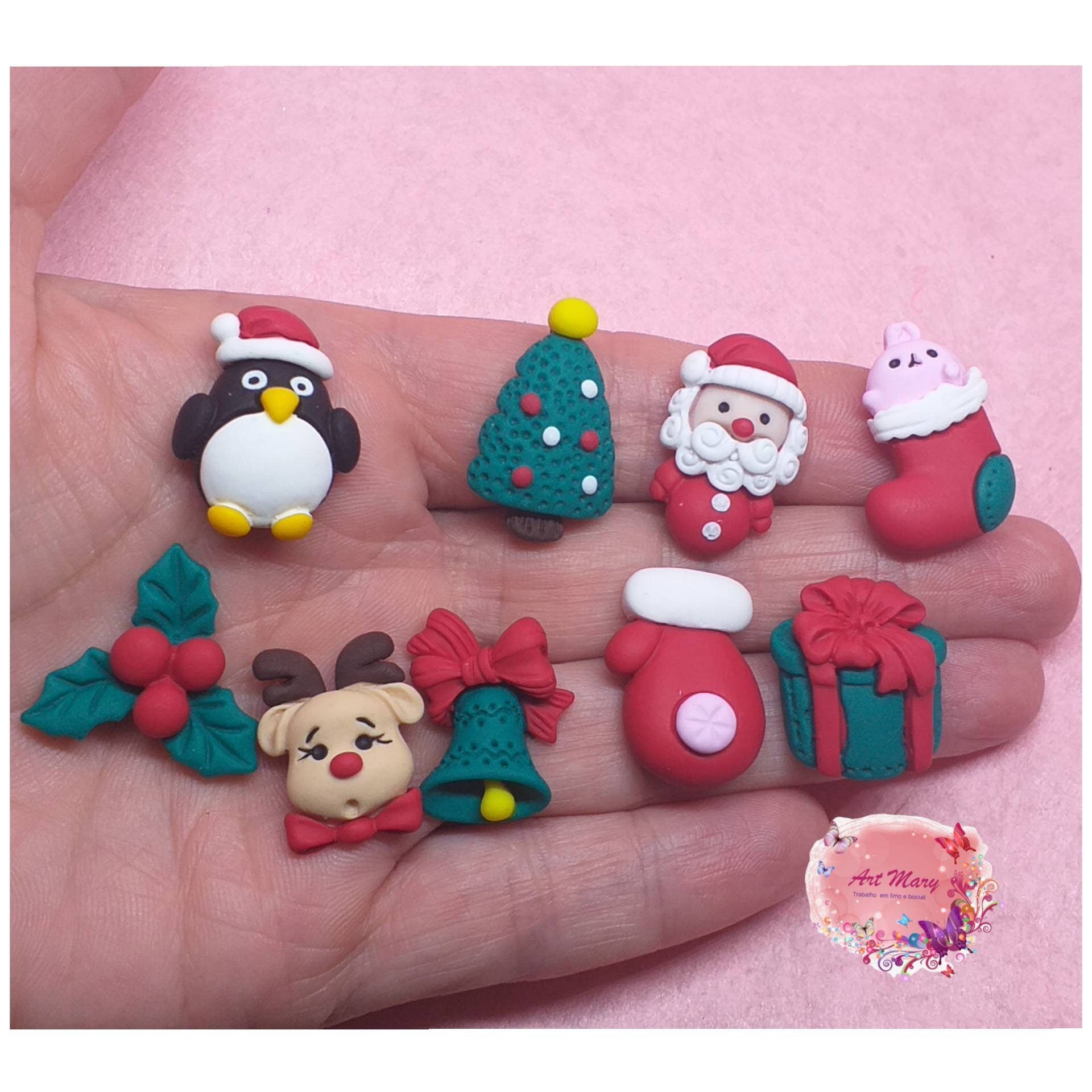 Pacote de enfeites de Natal em fimo