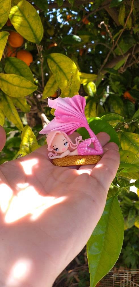 Estatueta de sereia em fimo, argila polimérica