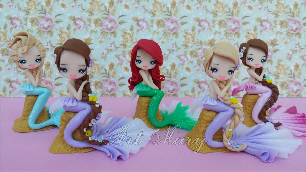 estatueta de argila de polímero Rapunzel, fimo