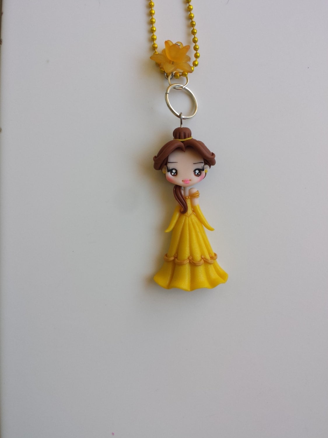 Colar a bela e a fera em fimo, argila polimérica