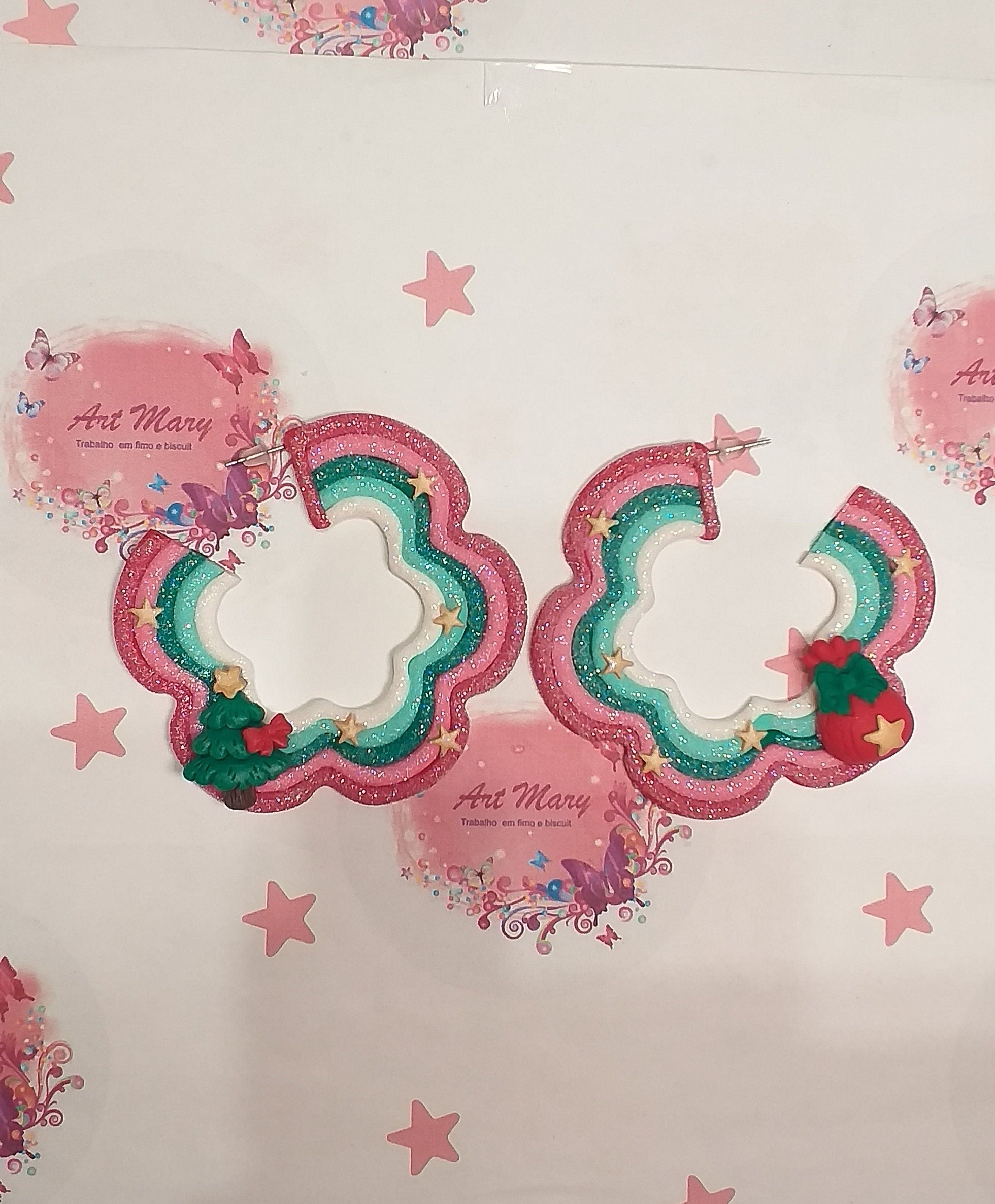 Brincos Noel fimo, argila polimérica