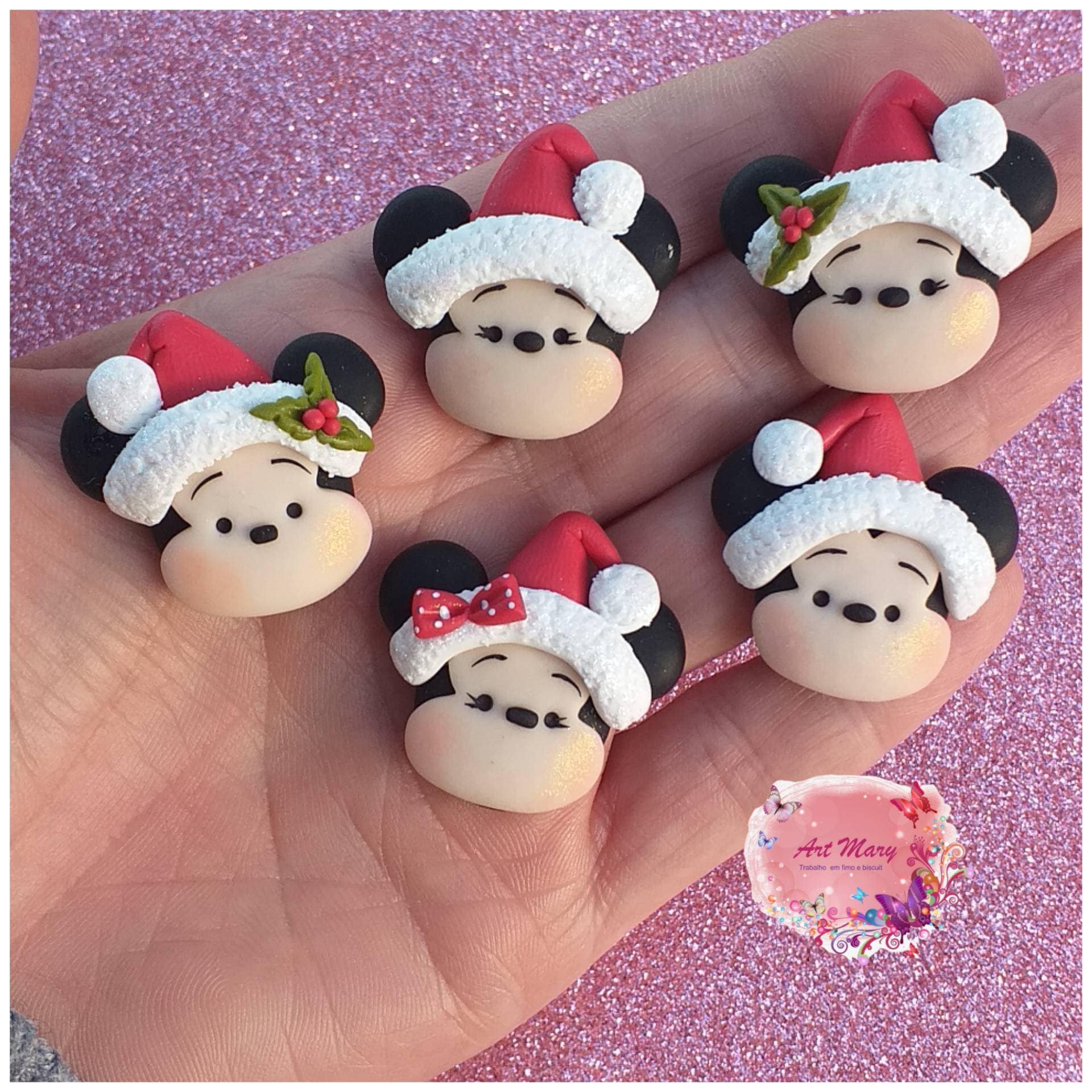 Pacote Mickey e Minnie, argila polimérica