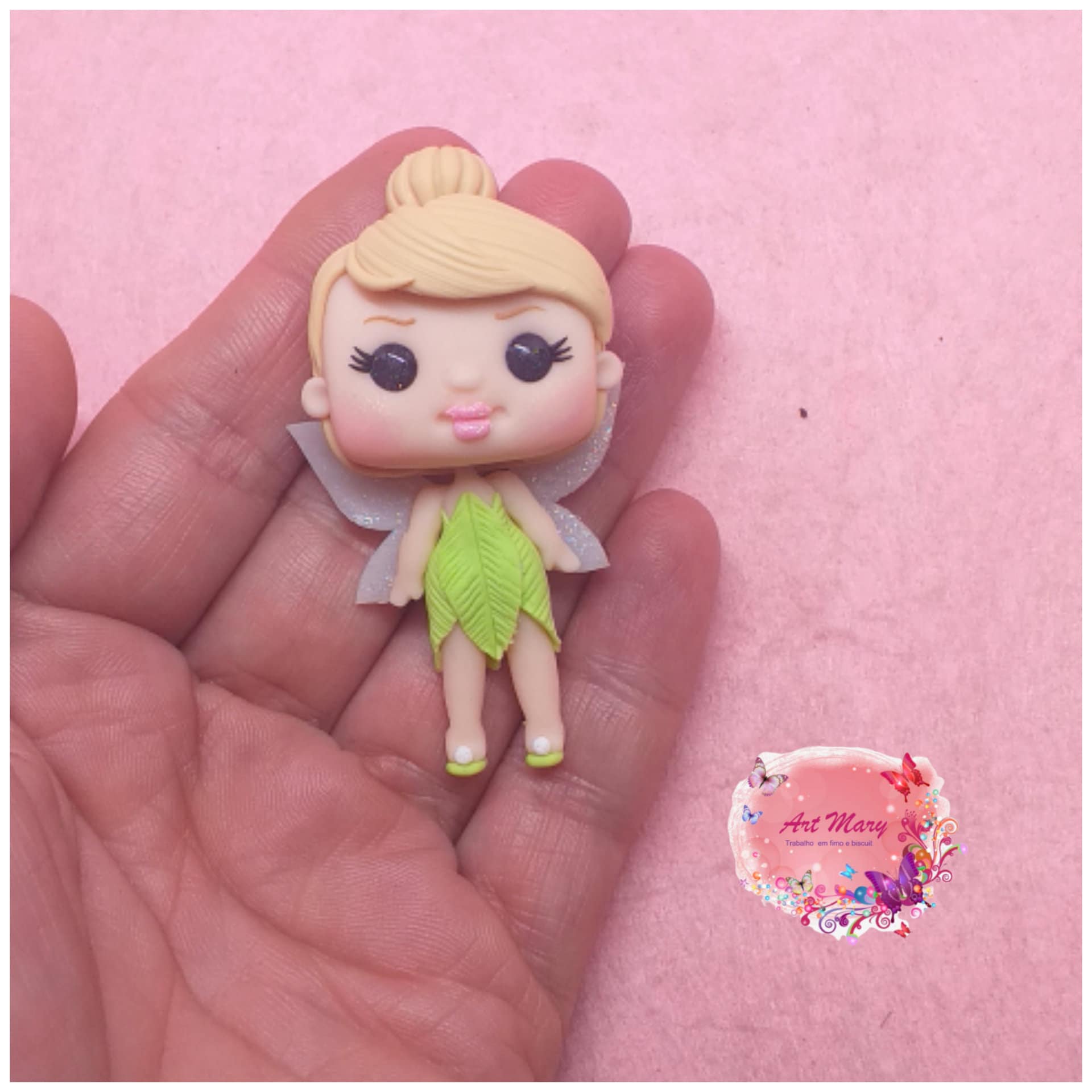 Funko pop thinkerbell em argila de polímero, fimo