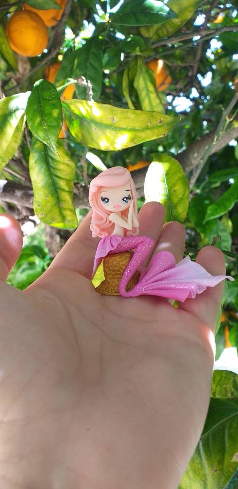 Estatueta de sereia em fimo, argila polimérica