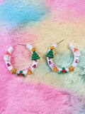 Brincos de Argola em Fimo de Natal – Bijuteria Artesanal, Brincos Leves, Feito à Mão
