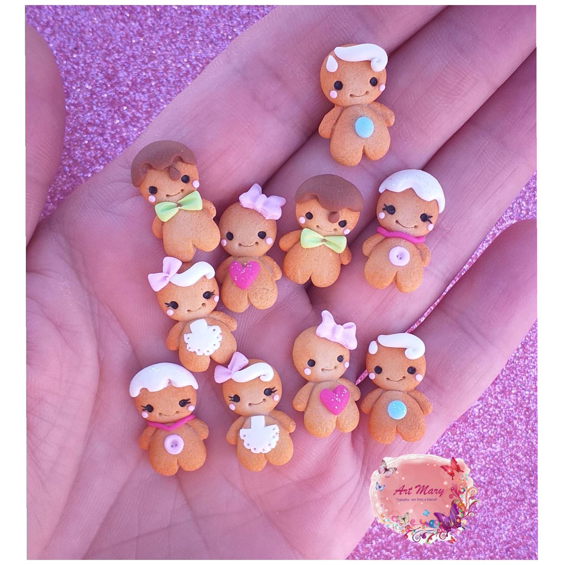 embalar mini bonecos de gengibre em fimo